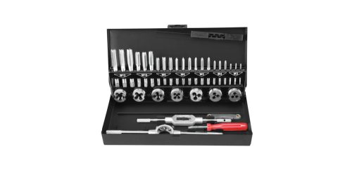 Menetfúró és menetmetsző készlet fém dobozban 32 db-os Extol Premium