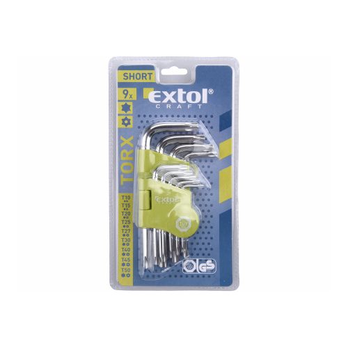 Torx kulcs készlet 9 db rövid Extol Craft