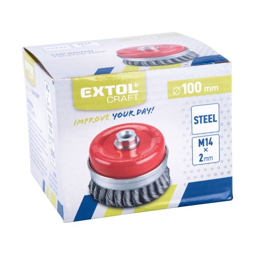 Drótcsiszoló fazékkefe sodrott erős, 100 mm, Extol Craft