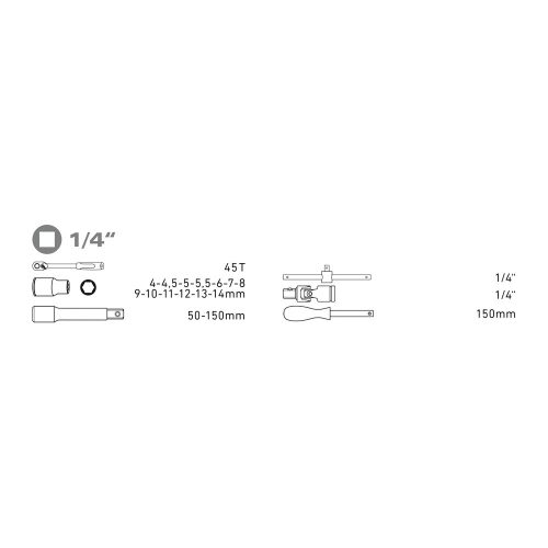 Dugókulcs készlet, 19 db-os, Extol Premium