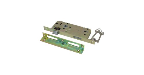 Ajtózár 90 mm-es, normál kulcsos, szögletes