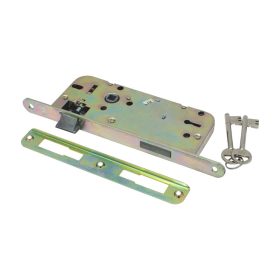 Ajtózár 90 mm-es, normál kulcsos, kerekített