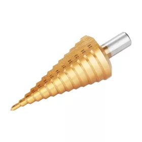  Lépcsős fémfúró, 13 lépcsős; (4-39mm, 3mm lépcsők), befogás: 13mm, max. 4mm vastag anyagokhoz, TiN bevonat