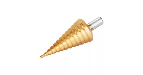 Lépcsős fémfúró, 13 lépcsős; (4-39mm, 3mm lépcsők), befogás: 13mm, max. 4mm vastag anyagokhoz, TiN bevonat