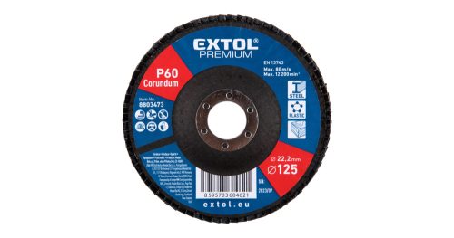 Lamellás csiszoló 125x22mm P60 alu,fa Extol Premium
