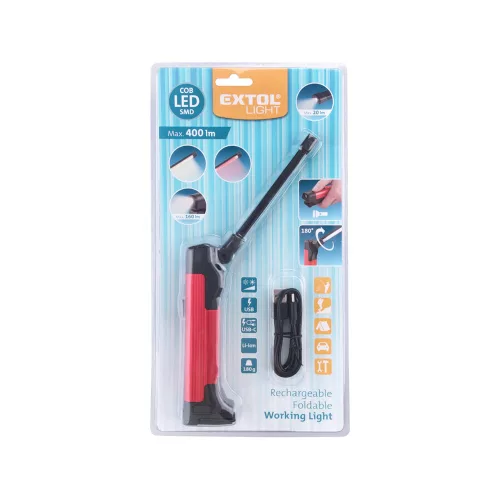 LED munkalámpa lámpa 400 Lumen USB tölthető Extol Light