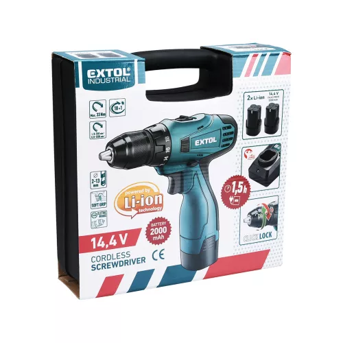 Fúrócsavarozó, akkus, 14,4 V, 1500 mAh, Extol Industrial