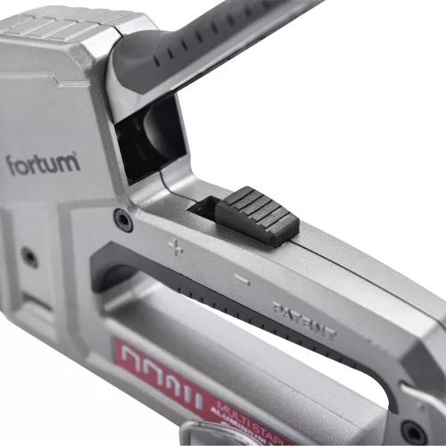 Tűzőgép, alumínium házas, 6 funkciós Fortum 4770704, kapocs 10,6mm és 11,3mm