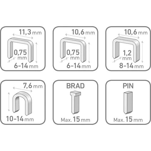 Tűzőgép, alumínium házas, 6 funkciós Fortum 4770704, kapocs 10,6mm és 11,3mm