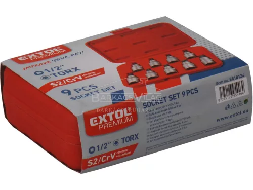 Bitdugófej készlet 9 db-os TORX, Extol Premium