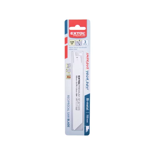 Szablyafűrészlap 3 db 150 mm fémhez Extol Premim