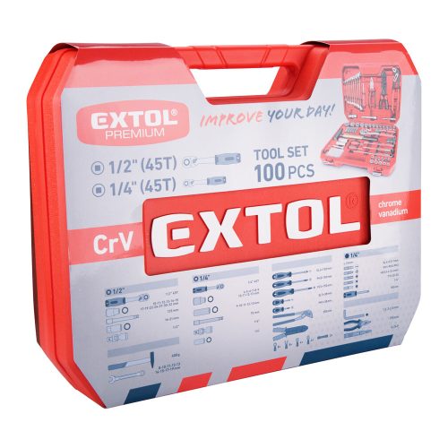 Szerszám és dugókulcs készlet, 100db