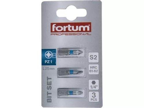 Behajtóhegy PZ 1*25 mm, 3 db, Fortum, S2 acél