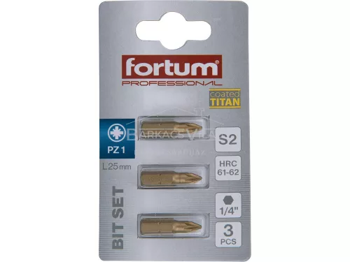 Behajtóhegy PZ 1*25 mm, 3 db, Fortum, Titánium