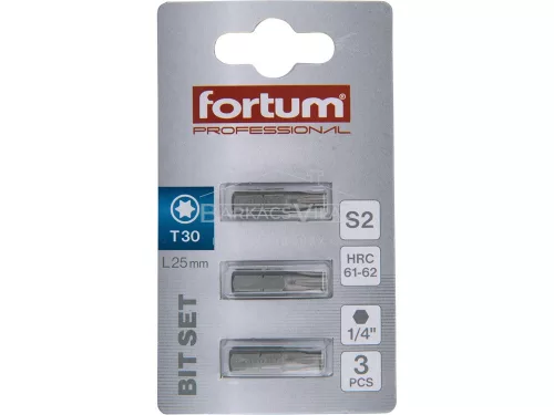 Behajtóhegy Torx 30*25 mm, 3 db, Fortum, S2 acél