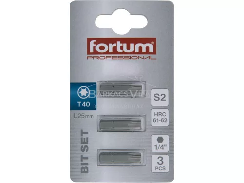 Behajtóhegy Torx 40*25 mm, 3 db, Fortum, S2 acél
