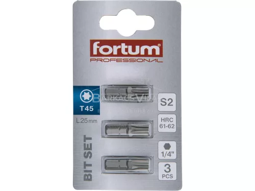 Behajtóhegy Torx 45*25 mm, 3 db, Fortum, S2 acél