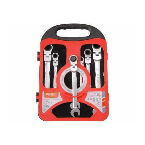 Csuklós racsnis csillag-villás kulcs készlet 7db-os