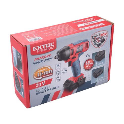 Ütvecsavarozó, akkus, SHARE20V, Extol Premium