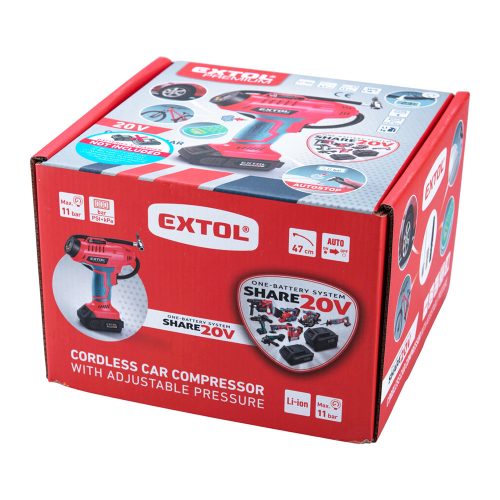 Akkus légkompresszor 20V Extol Premium