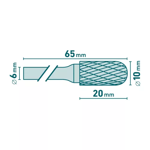 Turbómaró keményfém hengeres kerek orrú 10 x 20 mm