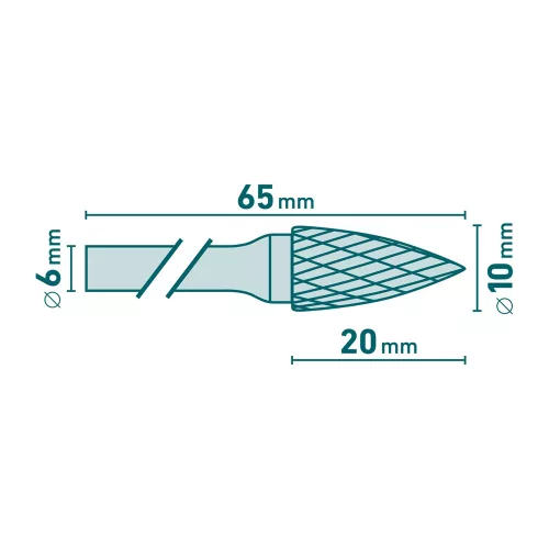 Turbómaró keményfém íves hegyes orrú 10 x 20 mm