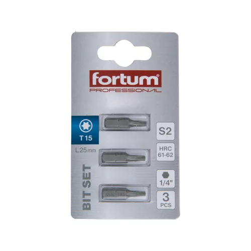 Behajtóhegy Torx 15 x 25 mm, 3 db, Fortum
