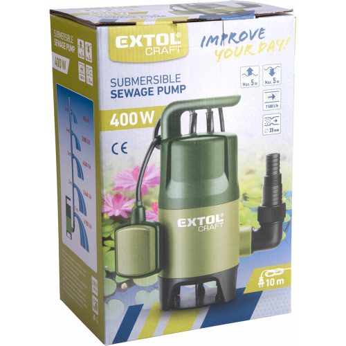 Szennyvíz búvárszivattyú, 400W, 7500l/h Extol Craft