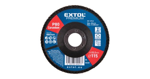 Lamellás csiszoló 115x22mm P80 alu,fa Extol Premium