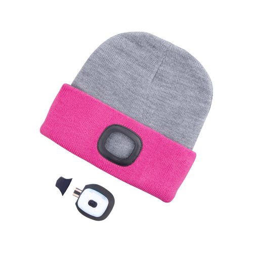 Sapka LED lámpával szürke/pink Extol Light