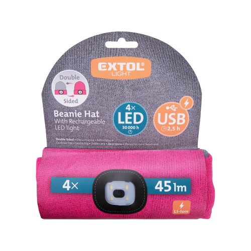 Sapka LED lámpával szürke/pink Extol Light