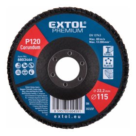 Lamellás csiszoló 115x22mm P120 alu,fa Extol Premium