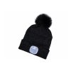 Sapka LED lámpával fekete, pomponnal, kötött, Extol Light