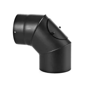   Füstcső könyök 150 mm/90 fokos vastagfalú fekete, tisztítónyílással