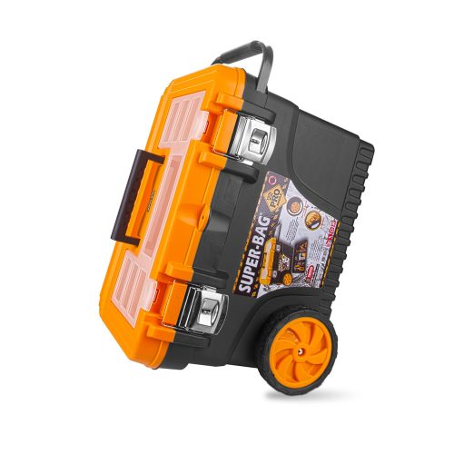 Szerszámosláda kerékkel, kihúzható fogantyúval