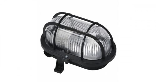 Hajólámpa, ovális, müanyagrácsos, fekete