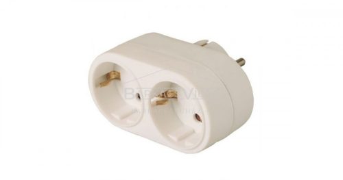 Elosztó, hálózati, 2 földelt, 90°-ban elfordított aljzat