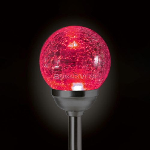 Napelemes kerti lámpa, fém, színváltós, üveggömb