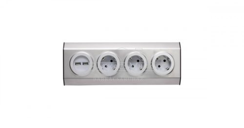 Elosztó, szerelhető konyhai, 3-as, USB aljzatokkal