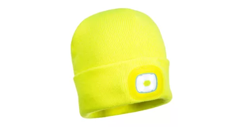 Sapka, újratölthető 2 db LED lámpával, sárga, B028