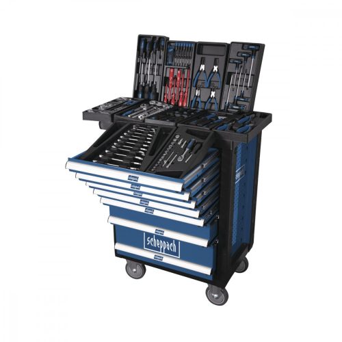 Műhelykocsi szerszámokkal, 7 fiókos, 263 db-os Scheppach TW 1000