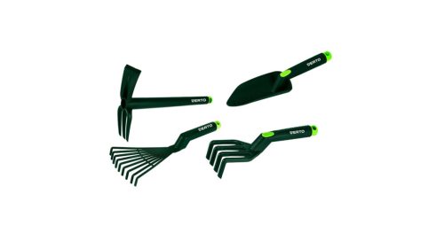 Mini kertiszerszám készlet 4 db (gereblye, kapa, lapát, kapa/kapa)