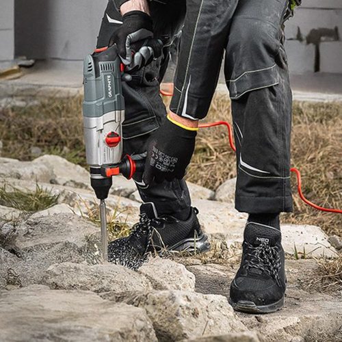 Munkavédelmi cipő, O1 SR, fekete textil-bőr, NEO AIR 42