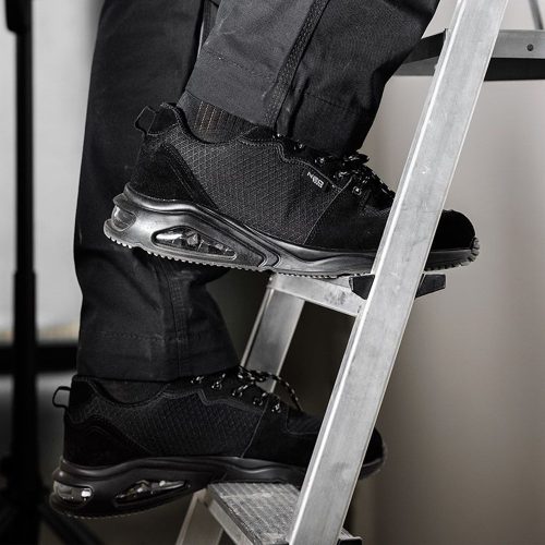 Munkavédelmi cipő, O1 SR, fekete textil-bőr, NEO AIR 43