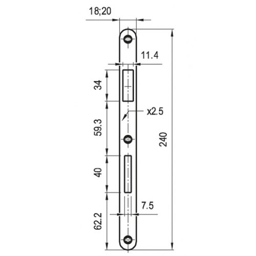 Zárólemez midi, kerekített, egyenes