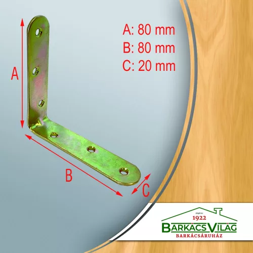 Sarokvas horganyzott, 80 x 80 mm