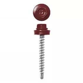   Lemezcsavar, 4,8 x 35 mm, festett önfúró hatlapfejű RAL3009 (rozsdavörös) famenetes