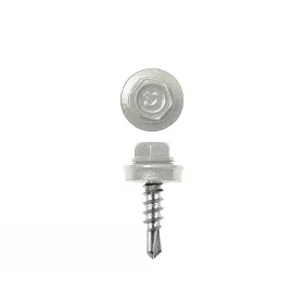   Lemezcsavar, 4,8 x 19 mm, festett önfúró hatlapfejű RAL9002 (szürkésfehér) fémmenetes