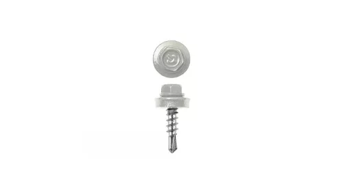 Lemezcsavar, 4,8 x 19 mm, festett önfúró hatlapfejű RAL9002 (szürkésfehér) fémmenetes