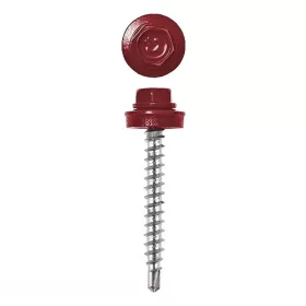   Lemezcsavar, 4,8 x 35 mm festett önfúró hatlapfejű RAL3011 (barnásvörös) famenetes